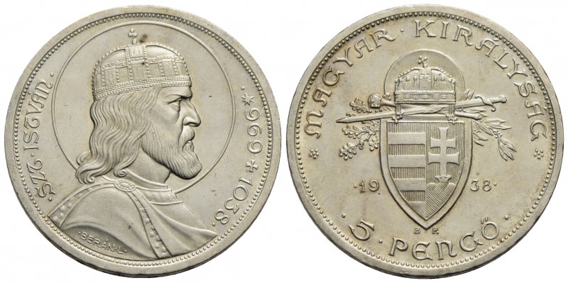 UNGHERIA - Ammiraglio Horthy (reggenza) (1926-1945) - 5 Pengo - 1938 - 900° anni...