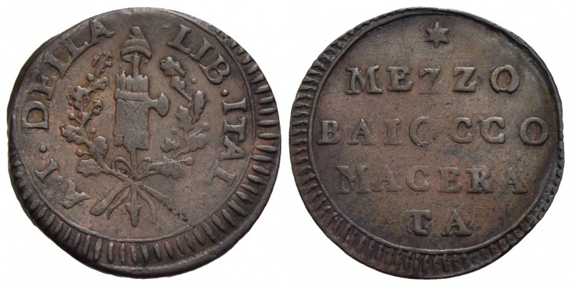 MACERATA - Mezzo baiocco - (CU g. 2,64) RR Pag. 71; Mont. 1 - bel BB