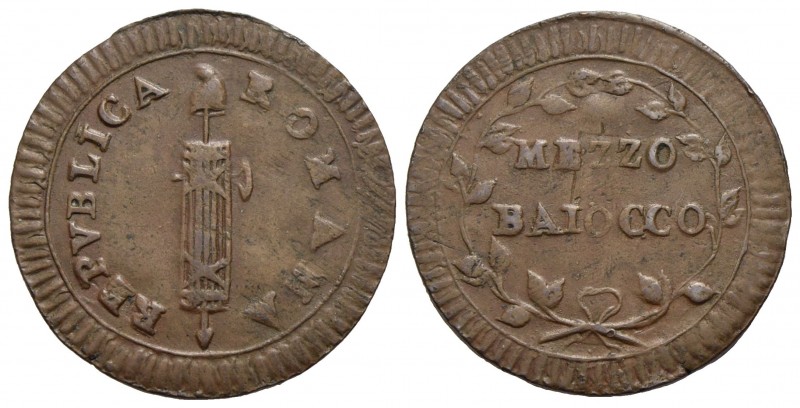 ROMA - Mezzo baiocco - (CU g. 4,43) Pag. 44/b; Mont. 55/57 - SPL