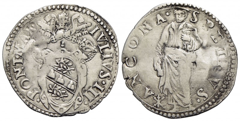 ANCONA - Giulio III (1550-1555) - Giulio - Stemma sormontato da tiara e chiavi d...