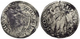 ANCONA - Gregorio XIII (1572-1585) - Testone - Stemma ovale in cornice lineare - R/ Figura del Santo con testa a d. - AG CNI 280; Munt. 221 - qBB