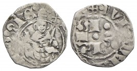 L'AQUILA - Giovanna II d'Angiò Durazzo (1414-1435) - Bolognino - Nel campo AQLA a croce - R/ Busto di Sam Celestino - (AG g. 0,47) NC CNI 98/121; MIR ...