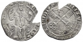 AVIGNONE - Eugenio IV (1431-1447) - Carlino - Il Papa in trono - R/ Chiavi decussate - (AG g. 1,77) RR Ser. 53; Munt. 27 - BB