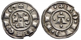 BOLOGNA - Repubblica, a nome di Enrico VI Imperatore (1191-1327) - Bolognino grosso - Nel campo lettere IPRT a croce - R/ Grande A - (AG g. 1,4) CNI 9...