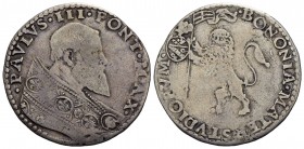 BOLOGNA - Paolo III (1534-1549) - Bianco - Busto a d. - R/ Leone vessillifero a s. - (AG g. 4,67) CNI 20; Munt. 99 Armetta Ciocchi del Monte - qBB