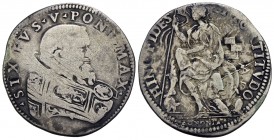 BOLOGNA - Sisto V (1585-1590) - Testone - Busto a d. - R/ Felsinea seduta a s. - (AG g. 9,62) RR CNI 12; Munt. 96 - qBB