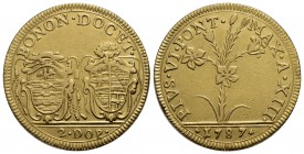 BOLOGNA - Pio VI (1775-1799) - 2 Doppie - 1787 A. XIII - (AU g. 10,87) R CNI 251; Munt. 169 - BB+