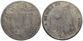 BOLOGNA - Pio VI (1775-1799) - Scudo da 4 Lire - 1775 A. I - AG RR CNI 1; Munt. 204 - qBB
