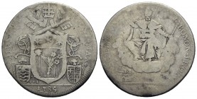 BOLOGNA - Pio VI (1775-1799) - Mezzo scudo romano - 1785 - AG RRR CNI 201; Munt. 209 var. I - MB