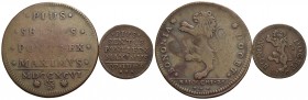 BOLOGNA - Pio VI (1775-1799) - 2 Baiocchi - 1796 - CU CNI 336; Munt. 248a var. I assieme a quattrino (BB-SPL) - Lotto di due monete - qBB/BB