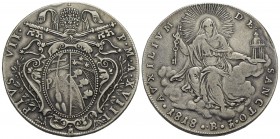 BOLOGNA - Pio VII (1800-1823) - Scudo - 1818 A. XVIII - AG R Pag. 87/87b; Mont. 98/100 Montatura asportata - BB