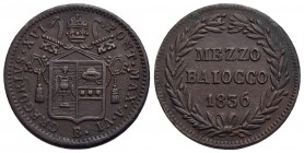 BOLOGNA - Gregorio XVI (1831-1846) - Mezzo baiocco - 1836 A. VI - CU Pag. 216; Mont. 225 - SPL+