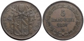 BOLOGNA - Pio IX (1846-1866) - 5 Baiocchi - 1851 A. V - CU Pag. 297; Mont. 251 Ottima conservazione per questo nominale - qFDC