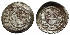 BRESCIA - Comune, monete a nome di Federico I (1186-1254?) - Denaro scodellato - Scritta nel campo - R/ Croce - (MI g. 0,66) CNI 1/8; MIR 108 Ossidazi...