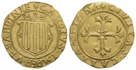 CAGLIARI - Carlo V (1516-1556) - Scudo d'oro - Stemma coronato /R Croce fogliata CNI 1/4; MIR 26 RRR (AU g. 3,42) Ottima conservazione per questa rari...