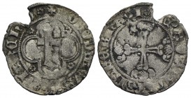 CHIVASSO - Teodoro II Paleologo (1381-1418) - Mezzo grosso - Grande T entro cornice doppia - R/ Croce fiorata - (AG g. 1,45) RR CNI 3/4; MIR 393 - BB