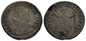 FERRARA - Clemente XI (1700-1721) - Muraiola da 4 baiocchi - 1709 A. X - Busto a s. con camauro - R/ Figura del Santo con le braccia allargate - MI R ...