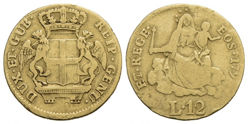 GENOVA - Dogi Biennali (terza fase, 1637-1797) - 12 Lire - 1794 - AU R CNI 2; Mo...