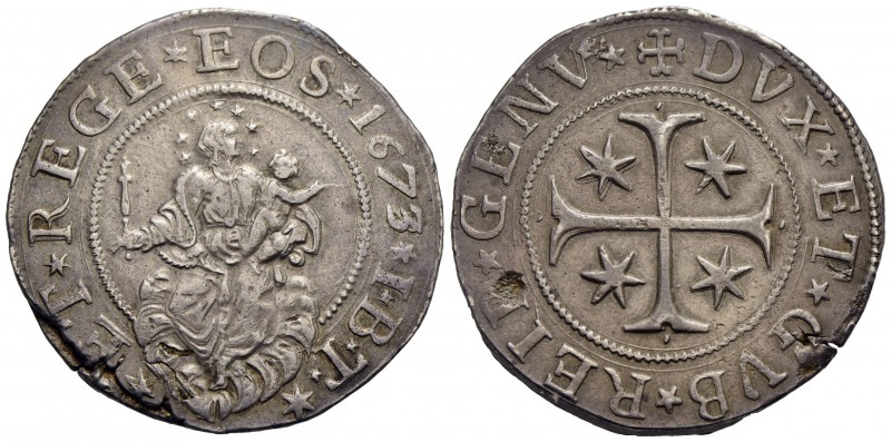 GENOVA - Dogi Biennali (terza fase, 1637-1797) - Scudo stretto - 1673 - AG CNI 7...