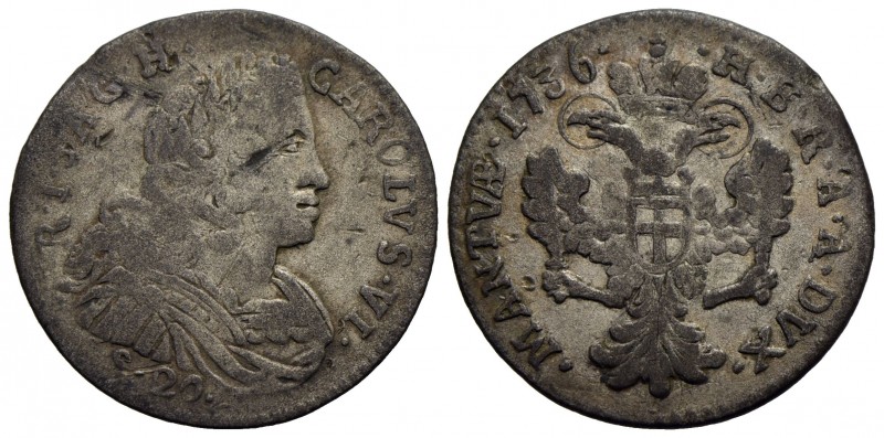 MANTOVA - Carlo VI d'Asburgo (1707-1740) - Lira - 1736 - MI R CNI 42/43; MIR 752...