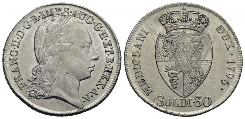 MILANO - Francesco II d'Asburgo - Lorena (1792-1800) - 30 Soldi - 1796 - AG CNI ...