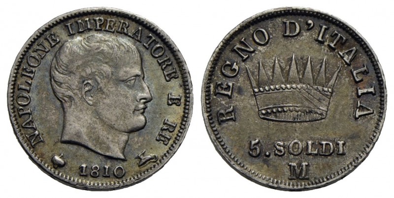 MILANO - Napoleone I, Re d'Italia (1805-1814) - 5 Soldi - 1810 - AG Pag. 61; Mon...