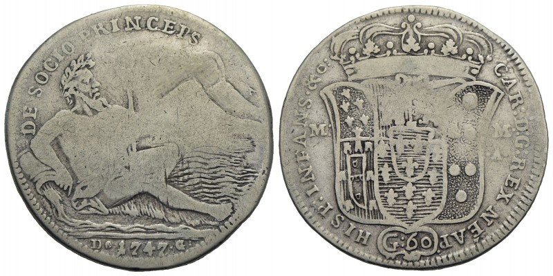 NAPOLI - Carlo di Borbone (1734-1759) - Mezza piastra - 1747 - AG RR P.R. 36; Mo...