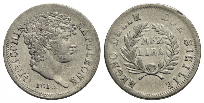 NAPOLI - Gioacchino Murat (secondo periodo, 1811-1815) - Mezza lira - 1813 - AG ...