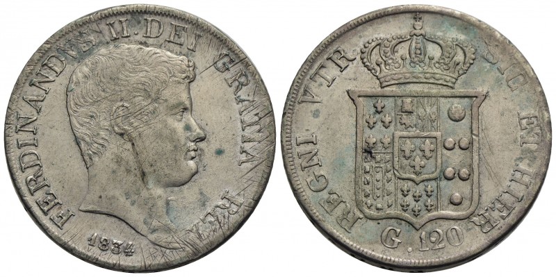 NAPOLI - Ferdinando II di Borbone (1830-1859) - Piastra - 1834 - AG P.R. 58; Mon...