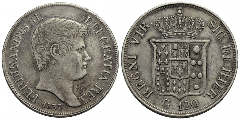 NAPOLI - Ferdinando II di Borbone (1830-1859) - Piastra - 1837 - AG RR P. R. 62;...