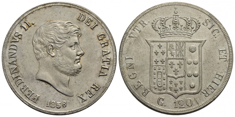 NAPOLI - Ferdinando II di Borbone (1830-1859) - Piastra - 1856 - AG P.R. 85; Mon...