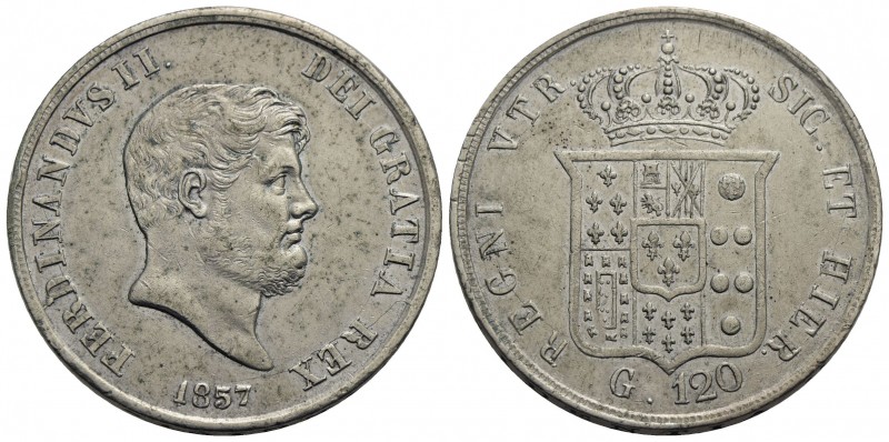 NAPOLI - Ferdinando II di Borbone (1830-1859) - Piastra - 1857 - AG P.R. 86; Mon...