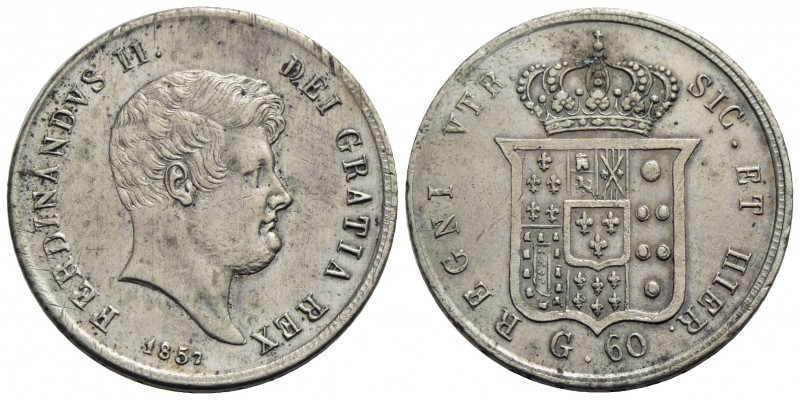 NAPOLI - Ferdinando II di Borbone (1830-1859) - Mezza piastra - 1857 - AG P.R. 1...