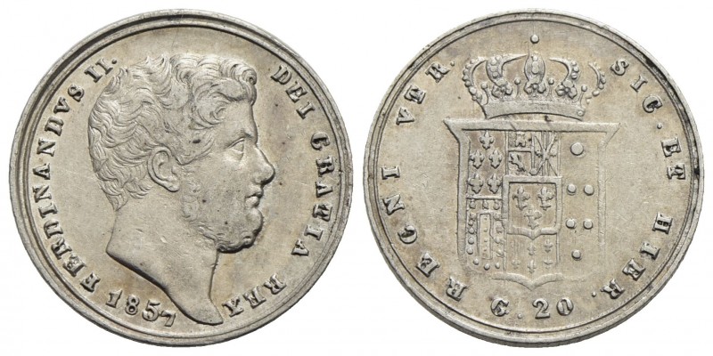 NAPOLI - Ferdinando II di Borbone (1830-1859) - 20 Grana - 1857 - AG RR P.R. 139...