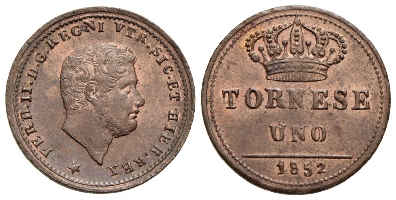 NAPOLI - Ferdinando II di Borbone (1830-1859) - Tornese - 1852 - CU P.R. 293; Mo...