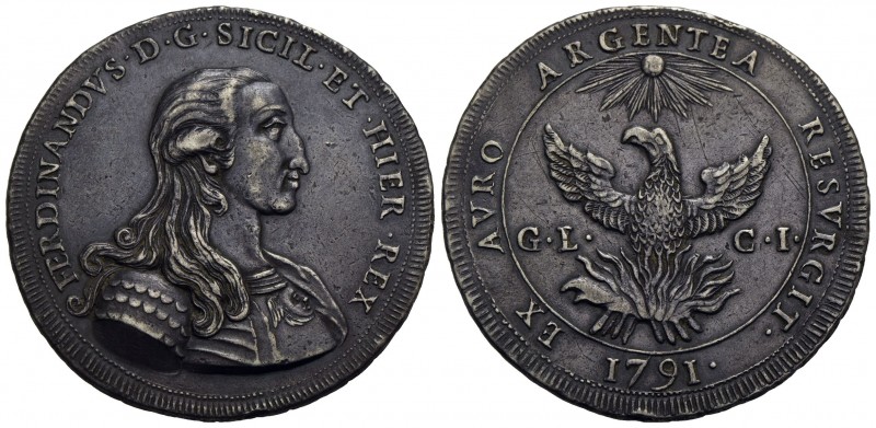 PALERMO - Ferdinando III di Borbone (1759-1816) - Oncia - 1791 - AG RR Spahr 2; ...