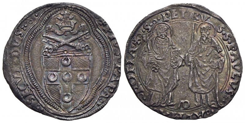 ROMA - Pio II (1458-1464) - Grosso - Stemma - R/ San Pietro e San Paolo stanti -...