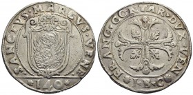 VENEZIA - Francesco Contarini (1623-1624) - Scudo della Croce - AG R Pao. 9 Sigle IBC Appiccagnolo abilmente asportato - bel BB