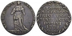 VENEZIA - Alvise IV Mocenigo (1763-1778) - Osella 1771 A. IX - Figura femminile con occhi bendati e braccia troncate /R Scritta su sei righe entro cor...