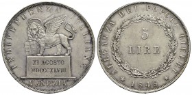 VENEZIA - Governo Provvisorio (1848-1849) - 5 Lire - 1848 - 11 Agosto - AG R Pag. 178; Mont. 92 - BB-SPL