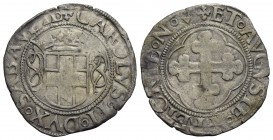 Carlo II il Buono (1504-1553) - Grosso - (Aosta) - Scudo coronato - R/ Croce mauriziana - (MI g. 1,88) NC MIR 387d - bel BB