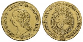 Carlo Emanuele III (1730-1773) - Mezza doppia - 1756 - AU RR Mont. 144 - qBB
