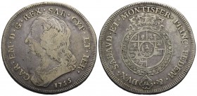 Carlo Emanuele III (1730-1773) - Scudo - 1755 - AG R Mont. 164 - MB+