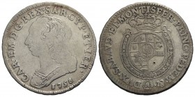 Carlo Emanuele III (1730-1773) - Quarto di scudo - 1758 - AG R Mont. 194 - MB/qBB