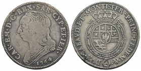 Carlo Emanuele III (1730-1773) - Quarto di scudo - 1764 - AG Mont. 200 - qBB/BB
