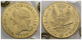 Vittorio Amedeo III (1773-1796) - Doppia - 1790 - AU R Mont. 298 Periziata Tevere - SPL+