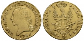 Vittorio Amedeo III (1773-1796) - Doppia - 1791 - AU R Mont. 299 - qBB