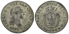 Vittorio Amedeo III (1773-1796) - 7,6 soldi - 1793 - MI R Mont. 386 - BB-SPL