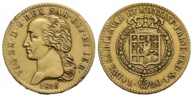 Vittorio Emanuele I (1802-1821) - 20 Lire - 1816 - AU RR Pag. 4; Mont. 17 - BB