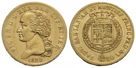 Vittorio Emanuele I (1802-1821) - 20 Lire - 1820 - AU R Pag. 8; Mont. 21 - BB